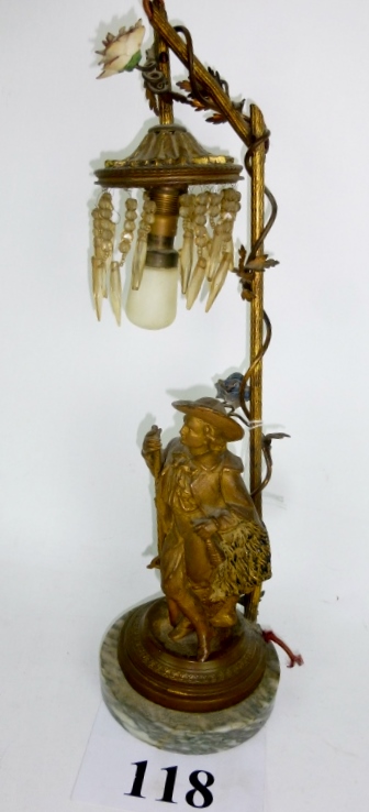 A gilt metal figural table lamp et: £20-