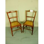 Two 19c country chairs with cane seats e