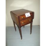 A George III mahogany two drawer work ta