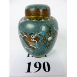 A small Chinese cloisonné ginger jar and