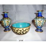 A pair of Cloisonné vases, a Cloisonné b