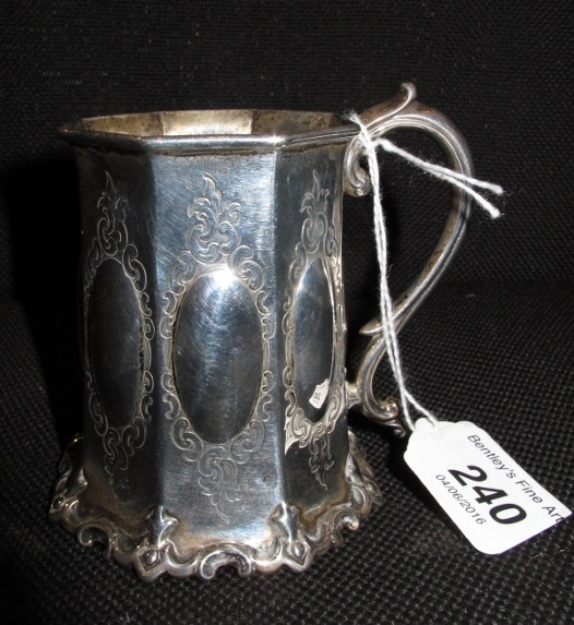 A Victoria silver Christening mug with e