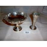 A silver pedestal dish and a small silve