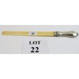 A silver handled paper knife est: £25-£45 (N3)