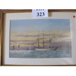 Andrew Kennedy RMSA (British 20c) - A framed oil on board tall ships at Greenwich (10" x 15"