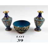 A pair of cloisonné vases and a bowl est: £25-£45 (N3)