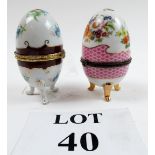 Two decorative porcelain eggs est: £25-£45 (N3)