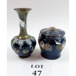 Two pieces of Royal Doulton a vase & a lidded jar est: £30-£50 (A2)
