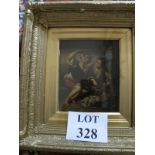 A gilt framed and glazed oil on copper study of two boys and their dog having a feast unsigned (19