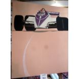 Patrick Burnham - A Formula I artwork material on silk from the 1980's Nelson Piquet Sr.