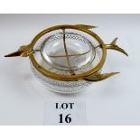 A gilt metal and cut glass caviar bowl modelled as a sturgeon,