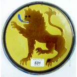 An unusual slip ware plate decorated with a naive lion rampant est: £50-£80 (F16)