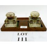 An oak double inkwell set est: £30-£50 (B10)