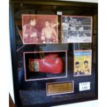 Boxing history: Muhammad Ali: a framed boxing training glove used by Muhammad Ali for his last ever