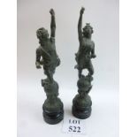 A pair of spelter figurines (a/f) est: £15-£25 (AF10)