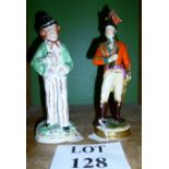 A Staffordshire double figurine 'Gin' and 'Water' and a Continental figurine of Wellington titled