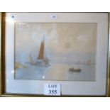 George Stanfield Walters Regular Exhibitor (1872-1897) - A framed and glazed watercolour sailing