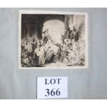 An 18th century Rembrandt etching unframed with water mark from the Ashington Group Collection est: