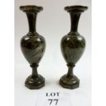 A pair of marble vases (possibly serpentine) (one rim a/f) est: £20-£40 (N2)