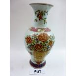 A Chinese baluster vase decorated with a basket of flowers in polychrome enamels est: £80-£120