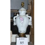 A porcelain decorative lamp base est: £25-£45 (G1)