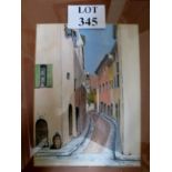 The Hon Col N G Bligh DSO (1884-1984) - A framed and glazed pastel depicting a French street scene,