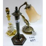 Three gilt metal table lamp/bases est: £20-£40 (F27)