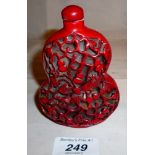 A Chinese red lacquered double gourd shaped snuff bottle est: £40-£50