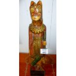 A large polychrome carved wooden Indian figure with tiger's head (110 cm high approx) est: £40-£60