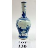 A Chinese blue and white bottle vase painted with figures in a garden,