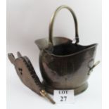 A brass coal scuttle and a pair of bellows est: £30-£50 (A4)