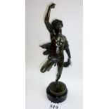 A French bronze figure of a bacchanalian youth,