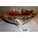 A silver pedestal dish with pierced deco