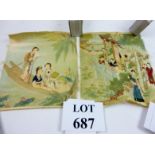Two Chinese paintings on silk depicting