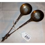 A pair of silver apostle spoons London 1