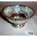 A Victorian silver embossed pedestal bow