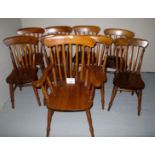 Nine 19c country kitchen chairs (one slightly a/f) to include one carver est: £150-£250