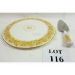 A boxed Royal Worcester cake plate & cak