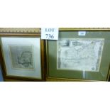 Two framed and glazed maps 'Surrey' & 'H