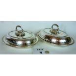 A pair of good quality Walker and Hall plated engraved oval entrée dishes and covers est: £30-£50