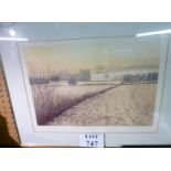 A framed and glazed print 'Footpath Winter Evening' limited edition 2/50 signed Michael Lamb? &