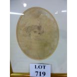 After Angelica Kaufmann - A framed and glazed oval drawing depicting a portrait of a young lady