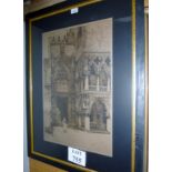 A framed and glazed etching depicting St Mark's Cathedral in Venice signed William Scott in pencil