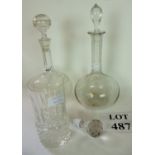 Two decanters and stoppers;