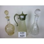 Two glass decanters and a claret jug est: £25-£45 (F20)