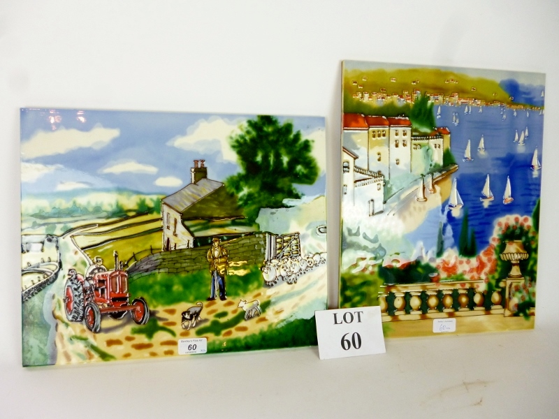 Two decorative glazed tile pictures 40.