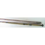 A 17' fishing rod four section split cane in plastic sleeve est: £160-£180