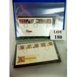 A collection of stamps and first day covers in an album 1984 Maidstone Sorting Office (which were