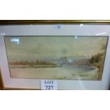 Henry Walton (1746-1813) - A framed and glazed watercolour study of a river passing through a town