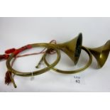 Two brass horns, est: £40-£60 (AB12)